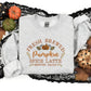 Pumpkin Spiced Latte Fall Sweatshirt, Vintage Halloween Pumpkin Sweatshirt, Autumn Leaves Embroidered Jumper, Halloween Coffee Lovers Gifts