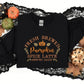 Pumpkin Spiced Latte Fall Sweatshirt, Vintage Halloween Pumpkin Sweatshirt, Autumn Leaves Embroidered Jumper, Halloween Coffee Lovers Gifts