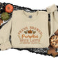 Pumpkin Spiced Latte Fall Sweatshirt, Vintage Halloween Pumpkin Sweatshirt, Autumn Leaves Embroidered Jumper, Halloween Coffee Lovers Gifts
