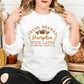 Pumpkin Spiced Latte Fall Sweatshirt, Vintage Halloween Pumpkin Sweatshirt, Autumn Leaves Embroidered Jumper, Halloween Coffee Lovers Gifts
