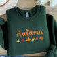 Embroidered Autumn Sweatshirt, Fall Leaves Crewneck Sweatshirt, Vintage Thanksgiving Foliage Jumper, Autumn Season Matching Clothing Gifts