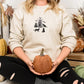 Halloween Black Cats Sweater, Embroidered Spooky Cats Fall Sweatshirt, Ghosts Holding Cats Women Sweatshirt, Cute Cat Halloween Gift Outfits