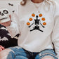 Halloween Sweatshirts, Yoga Skeleton Winking Pumpkins Printed Sweater, Aesthetic Halloween Skeleton Pumpkin Jumper, Unisex Halloween Outfits