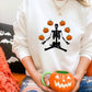 Halloween Sweatshirts, Yoga Skeleton Winking Pumpkins Printed Sweater, Aesthetic Halloween Skeleton Pumpkin Jumper, Unisex Halloween Outfits