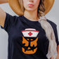 Halloween Nurse Printed Shirt, Winking Pumpkin Group Tee Shirt, Funny Fall Spooky Nurse Life Tees, Pumpkin Face Halloween Matching Outfits