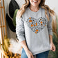 Vintage Fall Pumpkins Sweatshirt, Autumn Leaves Heart Printed Sweater, Halloween Spooky Season Jumper, Thanksgiving Matching Clothing Gifts