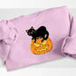 Black Cat on Pumpkin Sweatshirt, Halloween Pumpkin Printed Sweater, Vintage Fall Matching Jumper, Spooky Season Clothing, Halloween Gifts