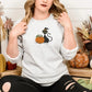 Black Cat Halloween Sweatshirt, Embroidered Cat and Pumpkin Sweater, Spooky Season Jumper, Halloween Party Matching Outfits, Cat Lover Gifts