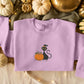 Black Cat Halloween Sweatshirt, Embroidered Cat and Pumpkin Sweater, Spooky Season Jumper, Halloween Party Matching Outfits, Cat Lover Gifts