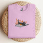 Halloween Black Cat Sweatshirt, Embroidered Vintage Fall Sweater, Cat Lying on Book Jumper, Fall Pumpkin Outfits, Halloween Gift for Hubby