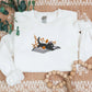 Halloween Black Cat Sweatshirt, Embroidered Vintage Fall Sweater, Cat Lying on Book Jumper, Fall Pumpkin Outfits, Halloween Gift for Hubby