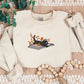 Halloween Black Cat Sweatshirt, Embroidered Vintage Fall Sweater, Cat Lying on Book Jumper, Fall Pumpkin Outfits, Halloween Gift for Hubby