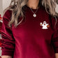 Halloween Ghost Ice Coffee Sweater, Little Ghost Monogram Printed Sweatshirt, Halloween Ghost Jumper, Unisex Crewneck Top, Halloween Outfits
