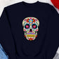 Retro Floral Skull Halloween Jumper, Halloween Skull Sweatshirt, Halloween Unisex Comfy Sweater, Autumn Fall Clothing, Spooky Season Outfits