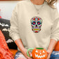 Retro Floral Skull Halloween Jumper, Halloween Skull Sweatshirt, Halloween Unisex Comfy Sweater, Autumn Fall Clothing, Spooky Season Outfits