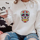 Retro Floral Skull Halloween Jumper, Halloween Skull Sweatshirt, Halloween Unisex Comfy Sweater, Autumn Fall Clothing, Spooky Season Outfits