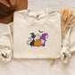 Fall Cat and Gnome Sweater, Halloween Pumpkin Embroidered Sweatshirt, Vintage Black Cat Matching Jumper, Spooky Season Gifts for Cat Lovers