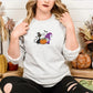 Fall Cat and Gnome Sweater, Halloween Pumpkin Embroidered Sweatshirt, Vintage Black Cat Matching Jumper, Spooky Season Gifts for Cat Lovers
