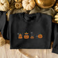 Halloween Cats & Pumpkins Sweatshirt, Embroidered Crew Neck Halloween Jumper, Spooky Season Black Cat Pumpkin Sweatshirt, Free Delivery UK