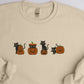 Halloween Cats & Pumpkins Sweatshirt, Embroidered Crew Neck Halloween Jumper, Spooky Season Black Cat Pumpkin Sweatshirt, Free Delivery UK