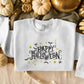 Embroidered Halloween Happy Sweatshirt, Unisex Halloween Crewneck Sweater, Comforts Colors Halloween Jumper, Cute Halloween Gifts for Her