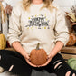 Embroidered Halloween Happy Sweatshirt, Unisex Halloween Crewneck Sweater, Comforts Colors Halloween Jumper, Cute Halloween Gifts for Her