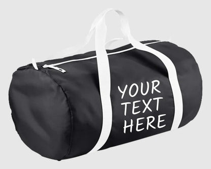 Custom Gym Barrel Bag, Personalised Text Sport Bag, Men Gym Workout Packaway Barrel Bag, Family Picnic Party Storage Duffle Bag, Custom Gift