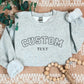 Custom Embroidered Crewneck Sweatshirt, Personalised Date Text Varsity Sweater, Comfort Color Unisex Mom Jumper, Long Distance Birthday Gift