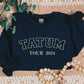 Custom Embroidered Crewneck Sweatshirt, Personalised Date Text Varsity Sweater, Comfort Color Unisex Mom Jumper, Long Distance Birthday Gift