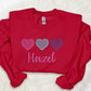 Personalised Valentine Hearts Trio Sweatshirt, Embroidered Couple Matching Custom Name or Text Sweater, Valentine Unisex Jumper, GF BF Gifts