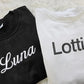 Embroidered Sweatshirt, Personalised Name Text Crewneck Sweater, Custom Date On Sleeve Pullover Jumper, Couple Matching Special Date Outfits