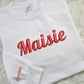 Embroidered Sweatshirt, Personalised Name Text Crewneck Sweater, Custom Date On Sleeve Pullover Jumper, Couple Matching Special Date Outfits