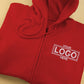 Custom Embroidered Full Zip Hoodie, Personalised Text/Logo/Design Hooded Jumper, Brand & Company Logo Zip up Hoody, Your Own Business Hoodie