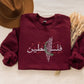 Palestine Map Arabic Name Design Embroidered Sweater, Palestine Crewneck Sweatshirt, Al Aqsa Map Palestine Arabic Jumper, Palestine Flag Top