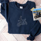 Personalised Portrait Bike Photo Sweater, Embroidered Outline Sketch Sweatshirt, Custom Motor Bike Pullover Jumper, Best Gift for Bike Lover