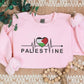Palestine Embroidered Flag Sweatshirt, Palestine Heart Crewneck Sweater, Palestinian Heartbeat Jumper, Gaza Palestine Comfy Colors Outfits