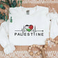 Palestine Embroidered Flag Sweatshirt, Palestine Heart Crewneck Sweater, Palestinian Heartbeat Jumper, Gaza Palestine Comfy Colors Outfits