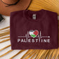 Palestine Embroidered Flag Sweatshirt, Palestine Heart Crewneck Sweater, Palestinian Heartbeat Jumper, Gaza Palestine Comfy Colors Outfits