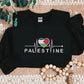 Palestine Embroidered Flag Sweatshirt, Palestine Heart Crewneck Sweater, Palestinian Heartbeat Jumper, Gaza Palestine Comfy Colors Outfits