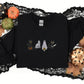 Spooky Cats Embroidered Sweatshirt, Halloween Ghost Black Cats Sweater, Vintage Fall Pumpkin Jumper, Cat Lovers Adults Halloween Outfit Gift