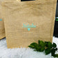 Personalised Jute Tote Bag, Custom Name Bridesmaid Tote Bag, Embroidered Minimalist Shopping Bag, Hen Do Gift for Her, Bridesmaid Party Gift
