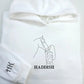 Custom Hamster Photo Portrait Hoodie, Embroidered Horse Outline Sketch Hoodie, Cute Pet Mom Hooded Sweater, Unique Hamster Lovers Gifts