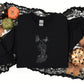 Floral Skeleton Hand Embroidered Sweater, Halloween Skeleton Hand & Butterfly Crewneck Sweatshirt, Spooky Season Halloween Jumper, Fall Tops