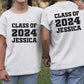 Class of 2024 Printed T-Shirt, Personalised Name Kids Shirts, First Day of School Crewneck Tees, Back to School Tops, School Starters Gift