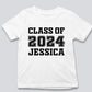 Class of 2024 Printed T-Shirt, Personalised Name Kids Shirts, First Day of School Crewneck Tees, Back to School Tops, School Starters Gift