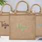 Personalised Bridesmaid Tote Bags, Custom Embroidered Name Totes, Minimalist Canvas Cotton Bags, Gifts for Bride, Hen Party Matching Boxes