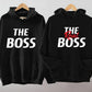 The Boss & Real Boss Couple Hoodie, Matching Hooded Sweatshirt, Funny Minimalistic Office Jumper, Cute Couple Anniversary Outfit, BF GF Gift