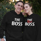 The Boss & Real Boss Couple Hoodie, Matching Hooded Sweatshirt, Funny Minimalistic Office Jumper, Cute Couple Anniversary Outfit, BF GF Gift