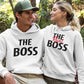 The Boss & Real Boss Couple Hoodie, Matching Hooded Sweatshirt, Funny Minimalistic Office Jumper, Cute Couple Anniversary Outfit, BF GF Gift