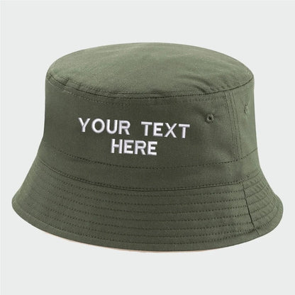 Custom Embroidered Reversible Hats, Personalised Text Monogrammed Logo Sun Bucket Hat, 100 Cotton Unisex Cap, Vintage Custom Slogan Gift Cap
